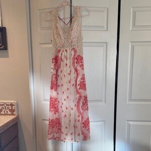 Free People Red and White Floral Maxi Dress